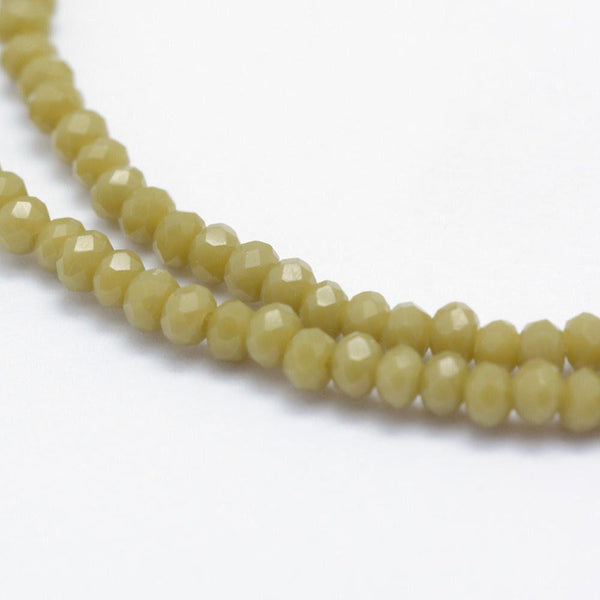 EP Perles toupies vert kaki, perles bijoux, perle cristal vert, fourniture créative, fil de 32cm, 3mm, x1 G3727