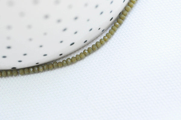 EP Perles toupies vert kaki, perles bijoux, perle cristal vert, fourniture créative, fil de 32cm, 3mm, x1 G3727