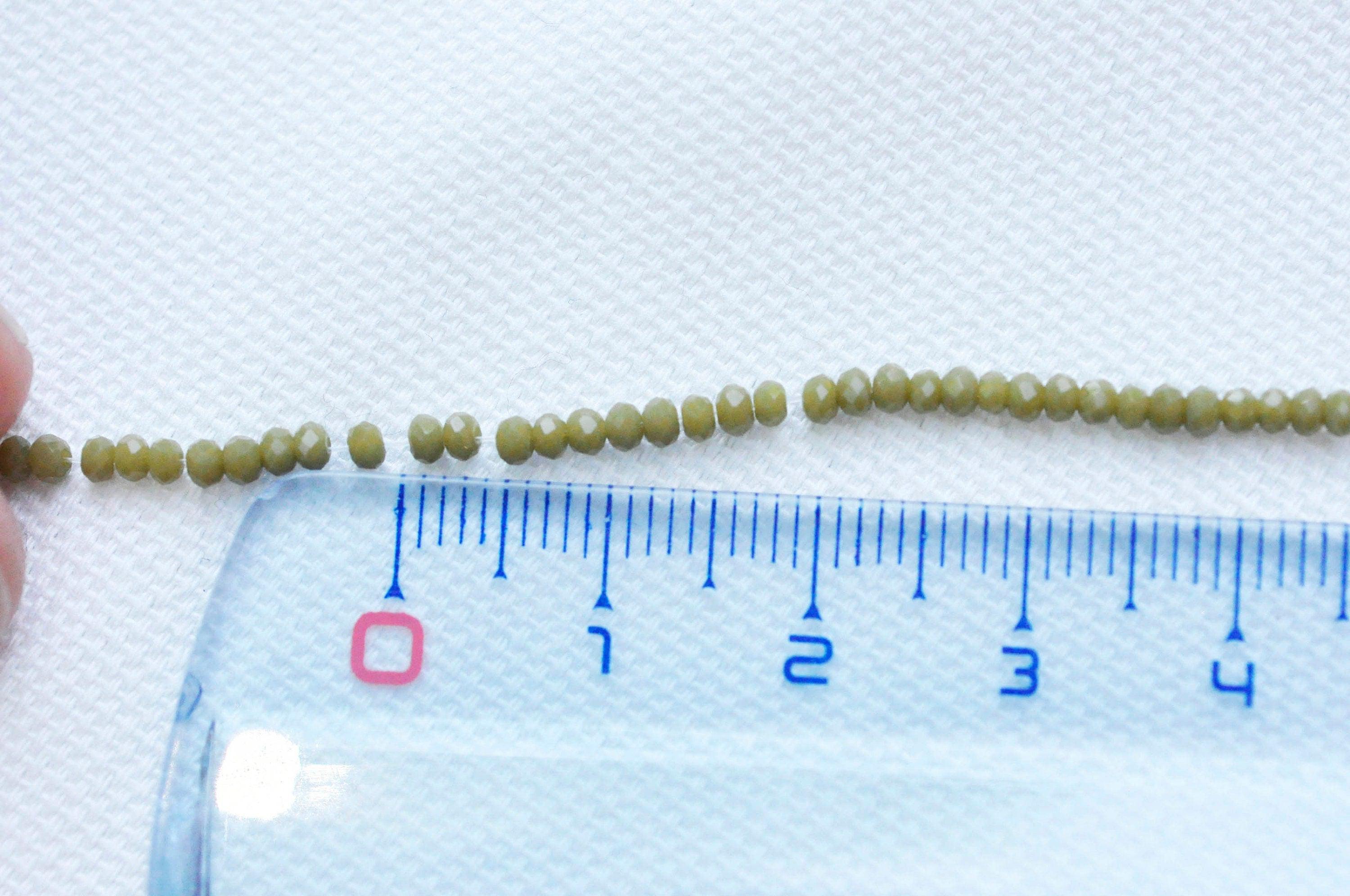 EP Perles toupies vert kaki, perles bijoux, perle cristal vert, fourniture créative, fil de 32cm, 3mm, x1 G3727