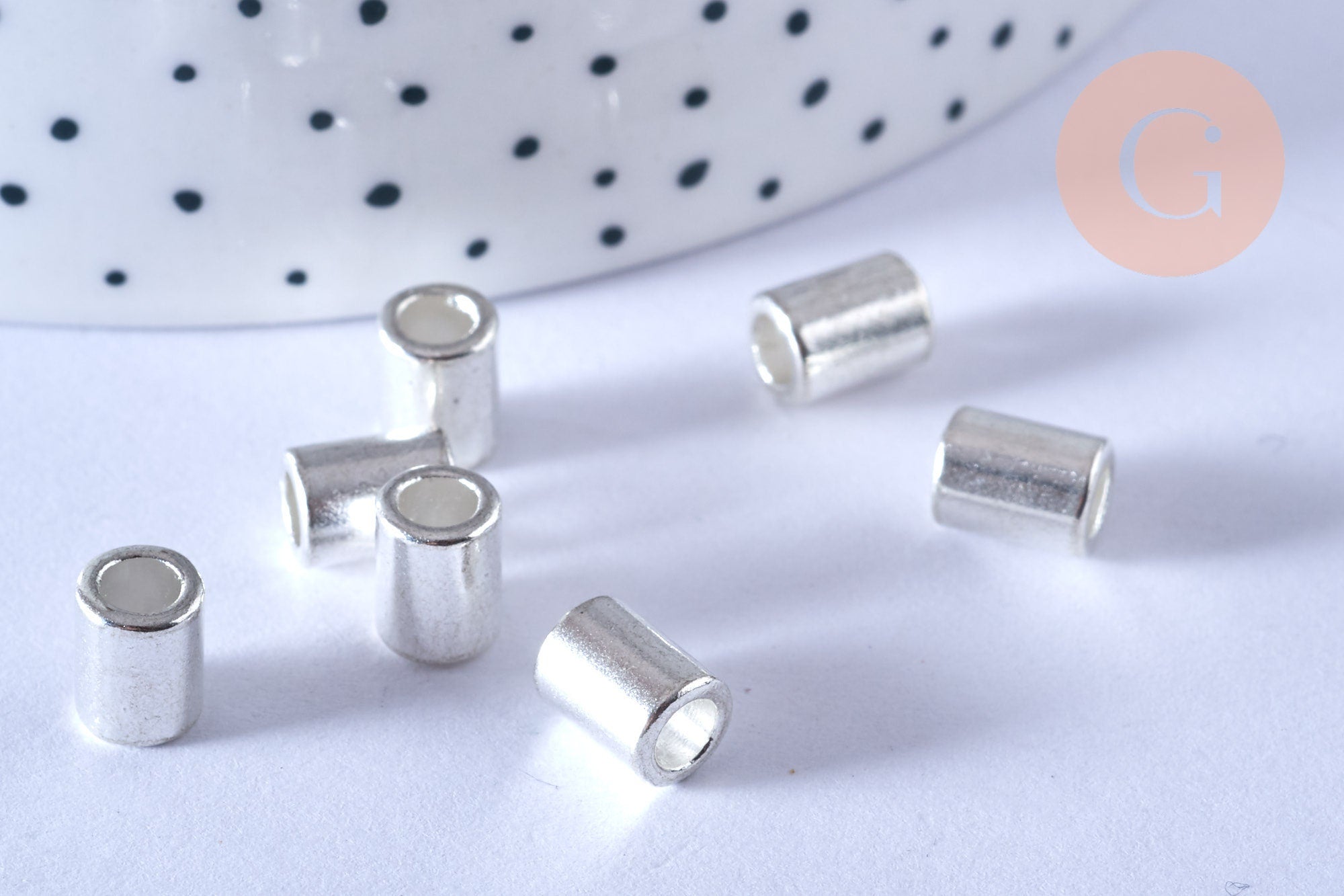 EP-Perles tube argentées zamac 8mm, x 20 (G0154)