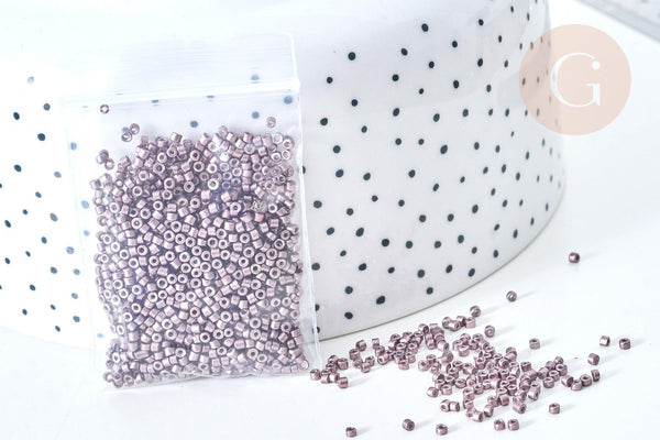 EP-Perles tube verre marron glacé métallisé mat façon Delica miyuki, x1 sachet de 8g (G7771)