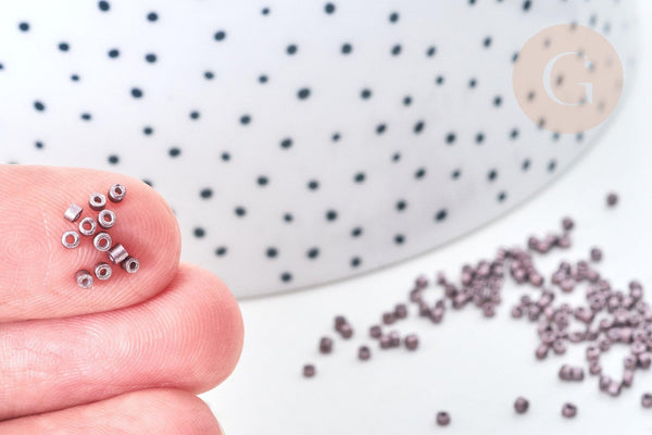 EP-Perles tube verre marron glacé métallisé mat façon Delica miyuki, x1 sachet de 8g (G7771)