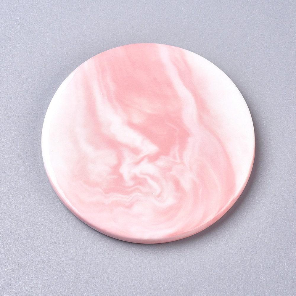 EP Plateau rond porcelaine Marbre rose et blanc, présentoir bijoux, un support décoratif minimaliste pour poser vos bijoux,9.6cm, x1 G5094