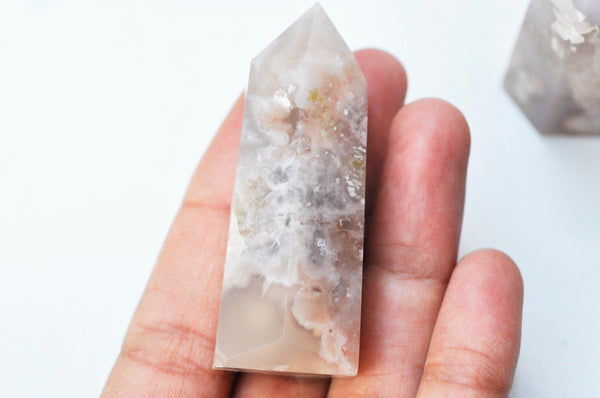 EP Pointe agate fleur naturelle roulée, agate fleur naturelle, pierre semi-precieuse, séance lithothérapie, la pièce G4866