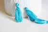 EP Pompon bleu coton,fournitures créatives,décoration pompon,accessoire coton, pompon boucles,fabrication bijoux,coton vert,25-31mm,les 5-G1889