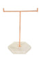 EP Présentoir Bijoux Marbre et métal, présentoir bijoux, support minimaliste, accroche bijoux,rangement bijoux, doré ou cuivre, 22.5cm-G625
