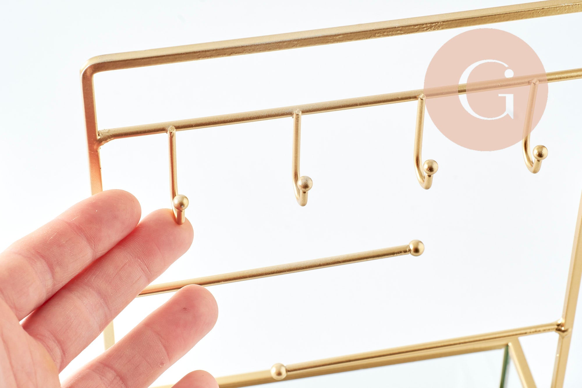 EP-Présentoir à bijoux fer doré miroir, présentoir pour rangement de bijoux, x1 G9395
