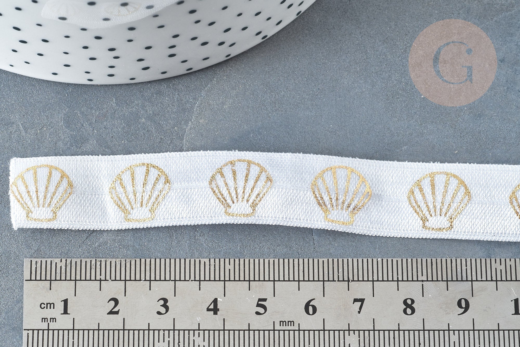 EP Ruban élastique blanc or coquillage EFJF,bracelet EVJF,ruban mariage, scrapbooking,16mm, x1 mètre G6907 (adn)