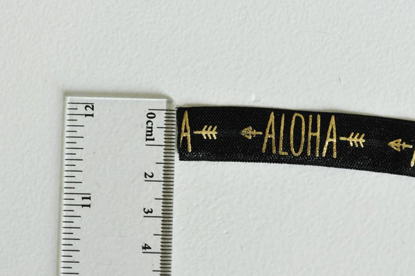 EP Ruban élastique noir or ALOHA EFJF 16mm,1 mètre-G1282