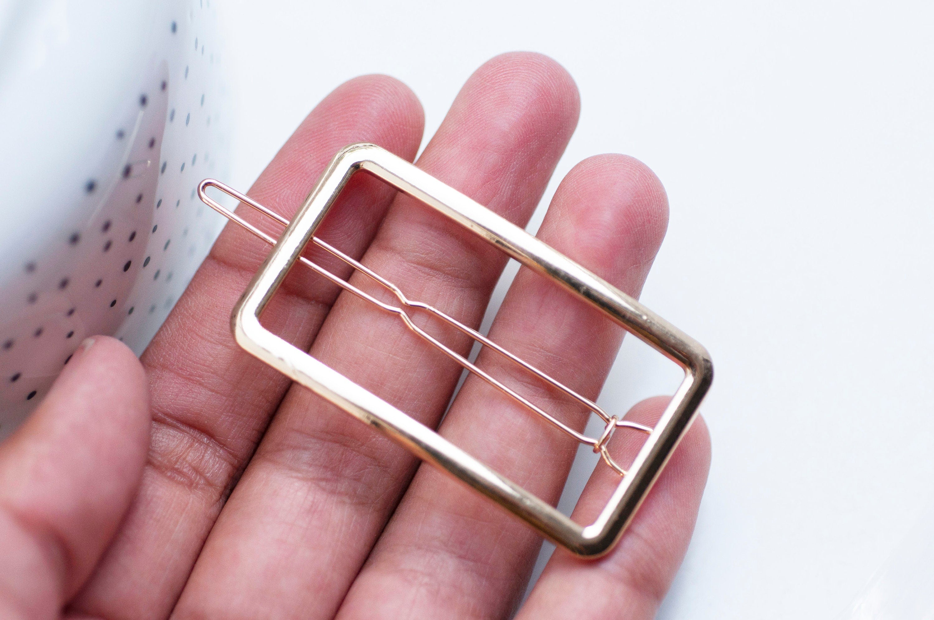 EP Support barrette clip fer doré rectangle 55mm, x1 (G4720)