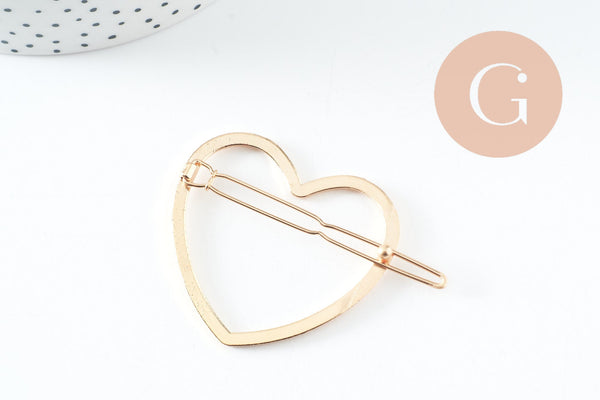 EP-Support barrette coeur zamac doré 48.5mm, x1 (G4387)