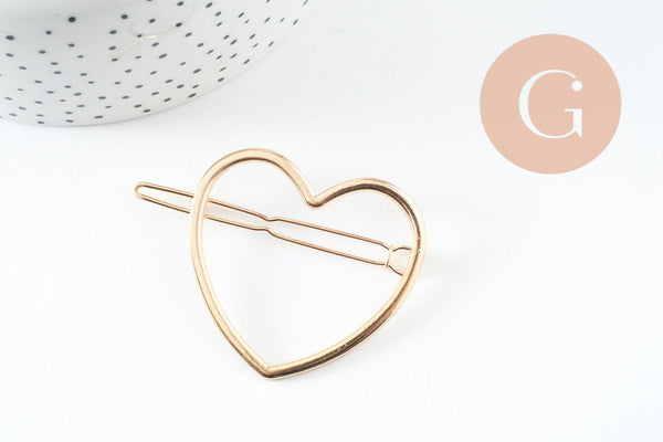 EP-Support barrette coeur zamac doré 48.5mm, x1 (G4387)