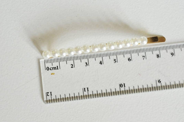 EP Support de barrette imitation perle eau douce fer doré 85mm, x1 (G2103)