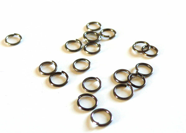 EP anneaux ronds métalgun, fournitures créatives, anneaux ouverts, fournitures noires,création bijoux, apprêts noirs,anneaux noirs,les 20, 7mm