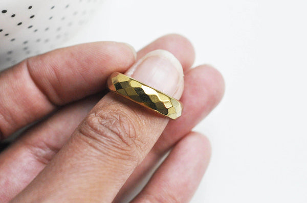 EP bague hématite doré facetté 19mm, x1 (G3457)