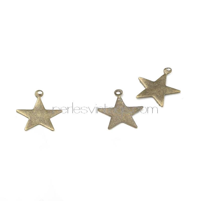 EP breloques grandes étoiles bronze,,pendentif étoile,pendentif bronze,apprêt bronze, création bijoux,1.2cm,x 50-100-G939