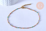 EP-chaine de cheville acier doré 14k résine multicolore chaine doree 1.5-2mm/23cm, x1 (G3662)