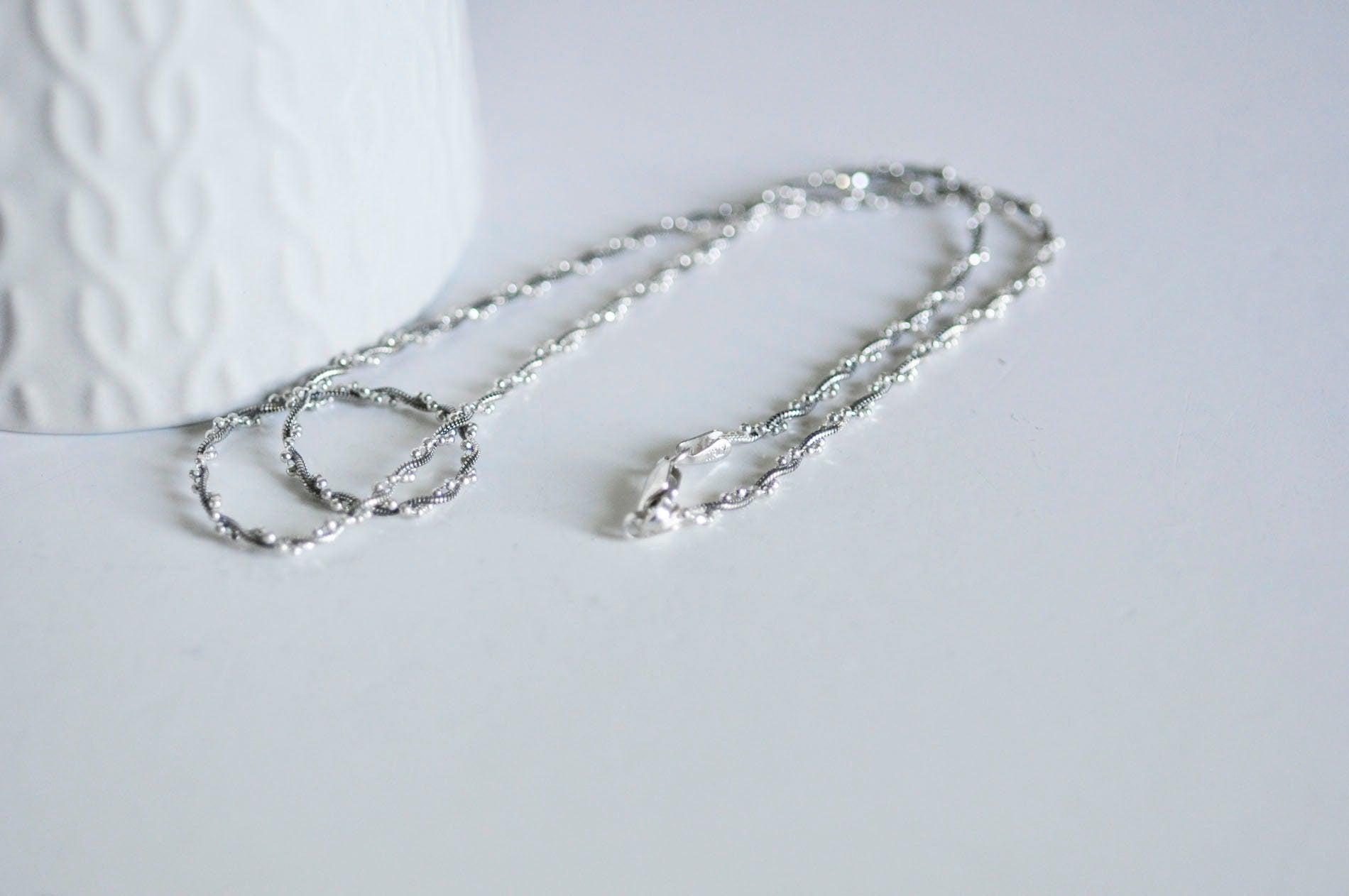 EP collier 2 couleurs argent massif,-chaine serpet,chaine complète,création collier,argent 925, création bijoux0.8mm,40cm-G0277