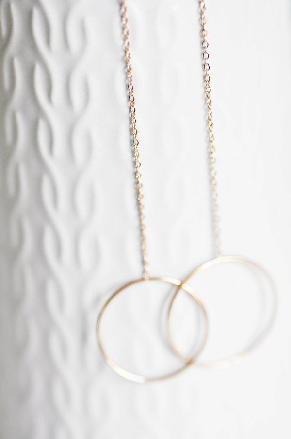 EP collier cercles entrelacé acier inoxydable or rose,collier sans nickel,collier minimaliste, cadeau St valentin 2mm,45cm-G0632