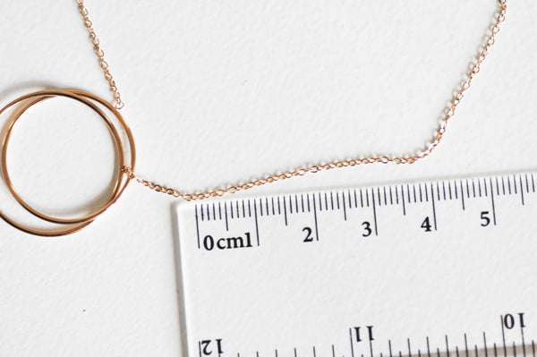 EP collier cercles entrelacé acier inoxydable or rose,collier sans nickel,collier minimaliste, cadeau St valentin 2mm,45cm-G0632