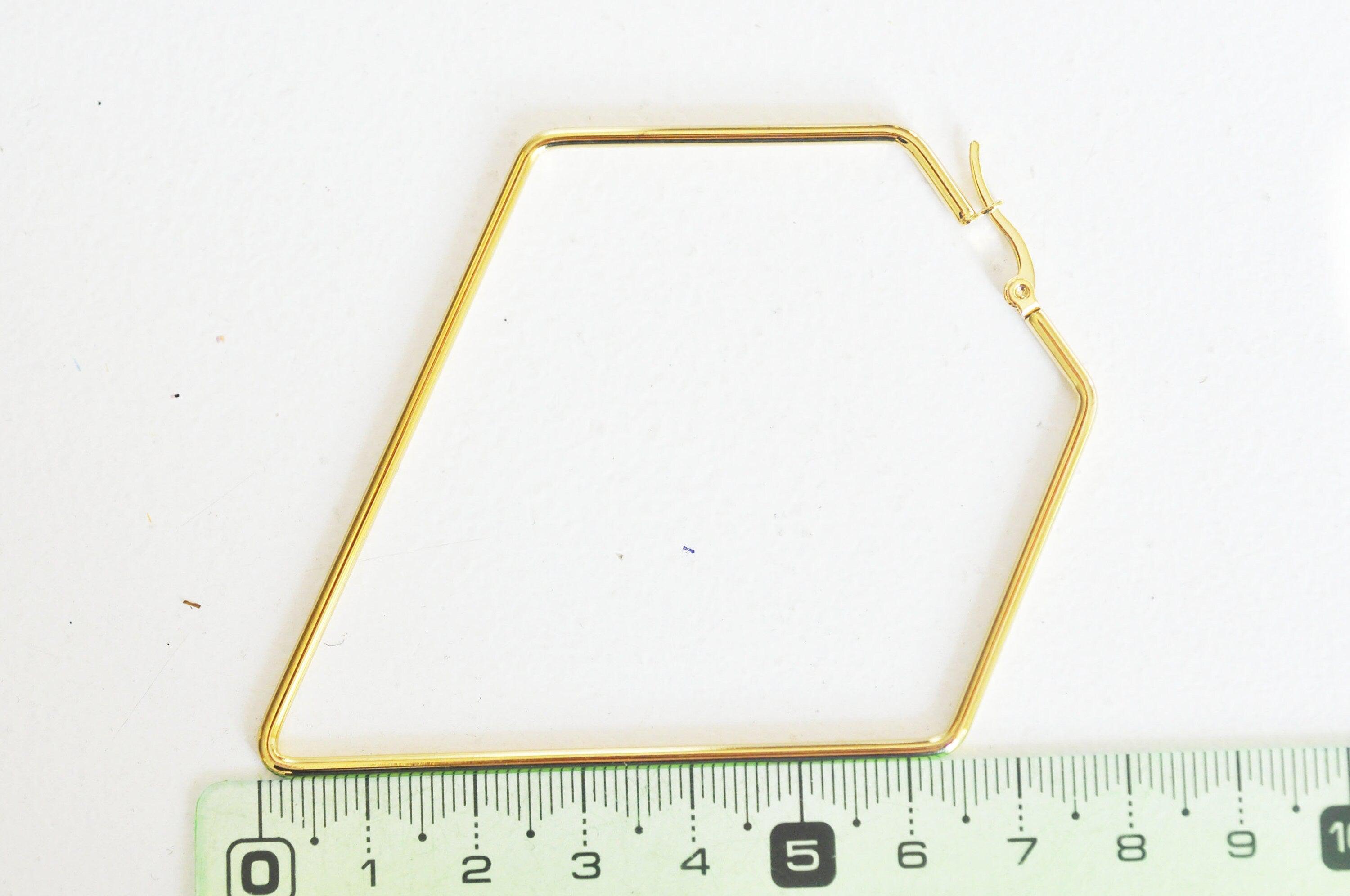 EP créole diamant géométrique acier doré 87mm, la paire,G2415