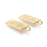 EP pendentif médaille rectangle Justice laiton doré 18k cristal sans nickel,création bijoux,pendentif amour, 29.4mm G3561
