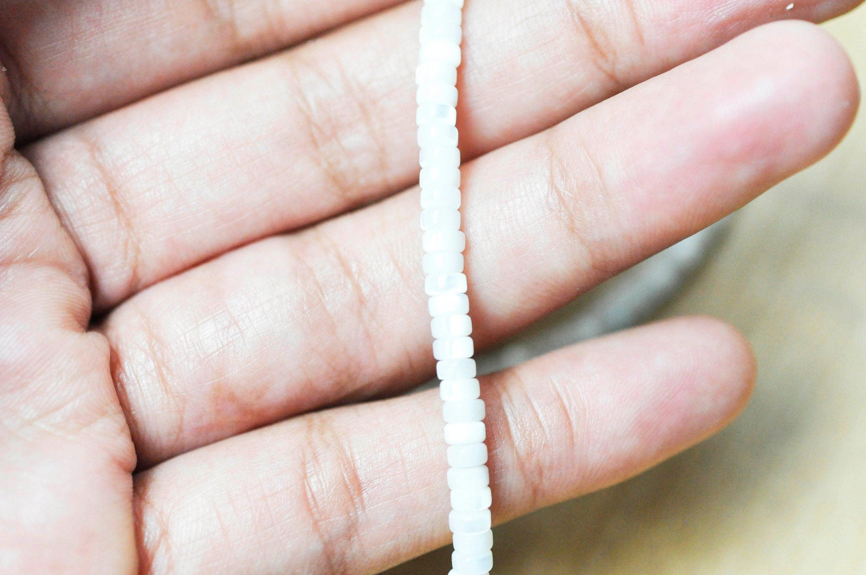 EP-perle nacre blanche naturelle heishi,tube coquillage ivoire,perle coquillage,création bijoux,2x4mm, le fil de 185 perles G4773