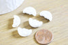 EP perle porcelaine blanche croissant lune visage, perle céramique, fabrication bijoux, céramique blanche, x 5, 18mm G5378