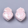 EP perle porcelaine rose clair coeur irisé,perle céramique, fabrication bijoux, céramique blanche, x 20, 16mm G4587