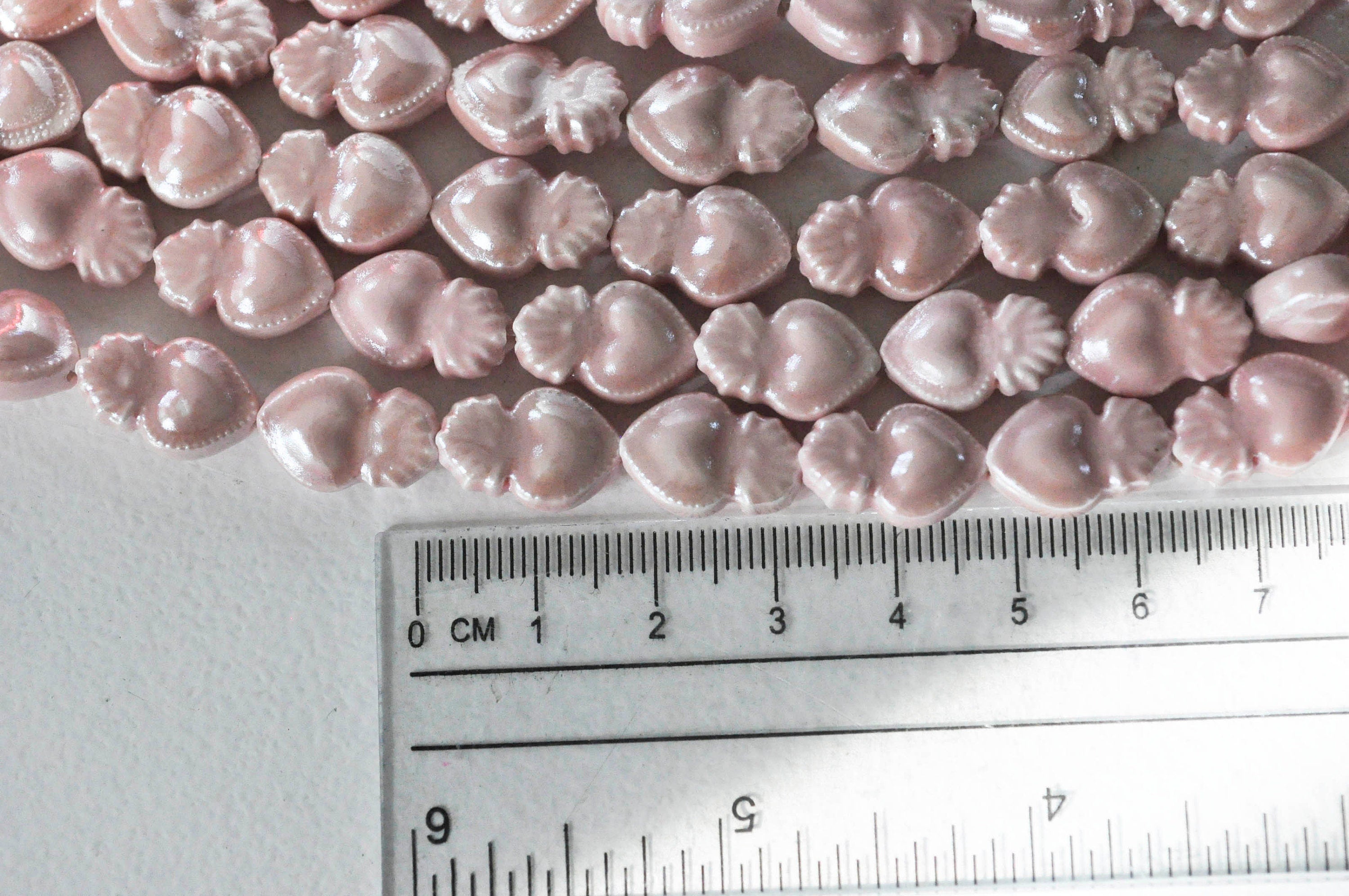 EP perle porcelaine rose clair coeur irisé,perle céramique, fabrication bijoux, céramique blanche, x 20, 16mm G4587