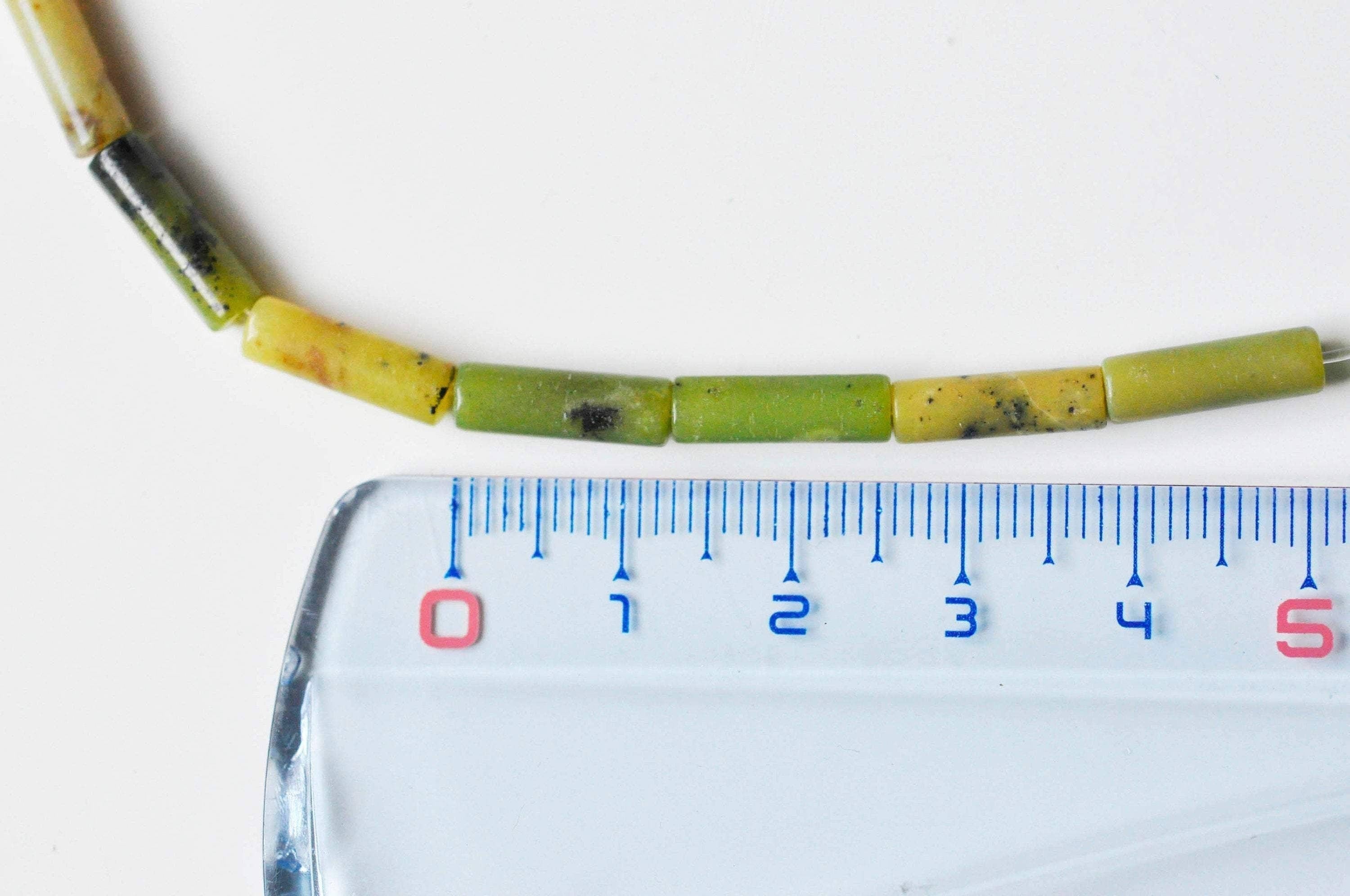 EP perles tube jade Australien vert1 3mm, x1 fil de 28 perles (G4016)