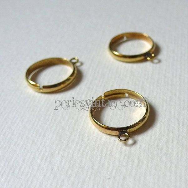 EP x 4 supports de bague couleur laiton doré avec anneau