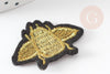 Ecusson brodé à repasser abeille dorée customisation vêtement, écusson thermocollant,patch brodé,écusson brodé,37mm, x2 G2867