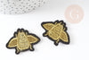 Ecusson brodé à repasser abeille dorée customisation vêtement, écusson thermocollant,patch brodé,écusson brodé,37mm, x2 G2867