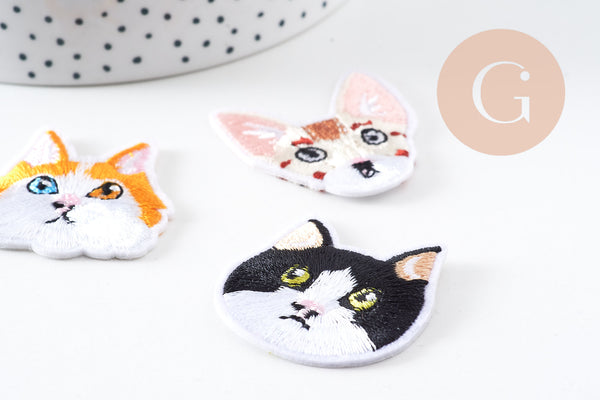 Ecusson brodé à repasser chat 32-40mm, x1 (G10915)