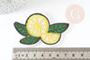Ecusson brodé à repasser citron jaune doré customisation vêtement, écusson thermocollant fruit, x2 G5080