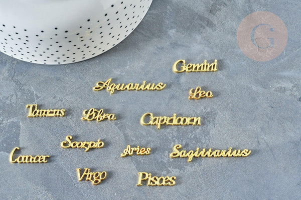 Elément à coller signe astrologique zamac doré 14-48mm, x1 (G3466)