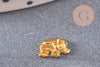 Éléphant à coller zamac doré 4x7mm,fournitures à coller pour décorer pierres et bijoux, x3 (G5280)