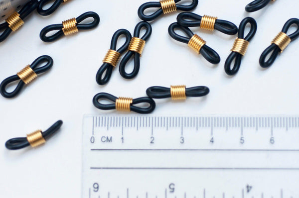 Embout cordon lunettes noir doré x20 (G4754)