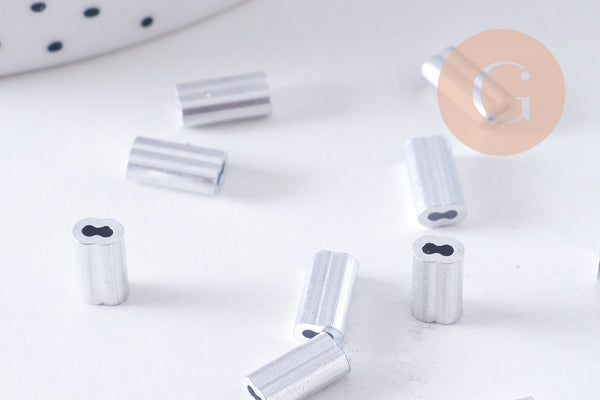 Embouts à sertir double pour câble 1mm aluminium platine, x2 (G10586)