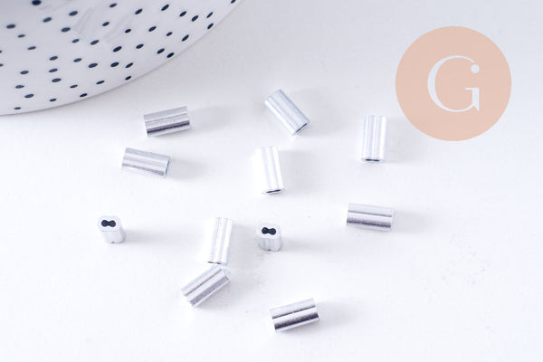 Embouts à sertir double pour câble 1mm aluminium platine, x2 (G10586)