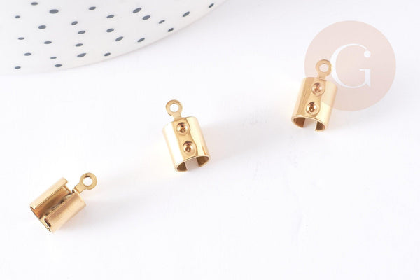 Embouts corde acier 304 inoxydable IP doré à pincer 12mm, x10 (G4905)