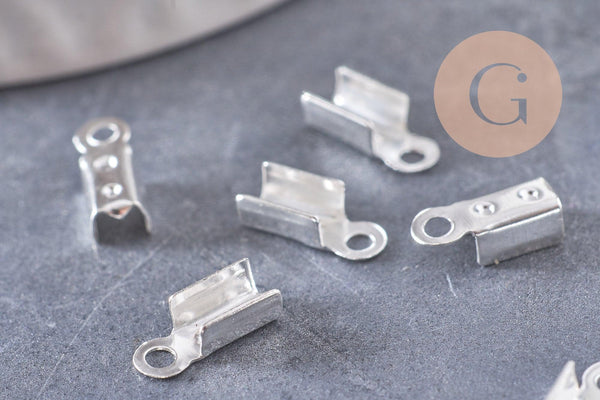 Embouts corde argenté pincer 10mm, x50 (4.6g) (G1400)