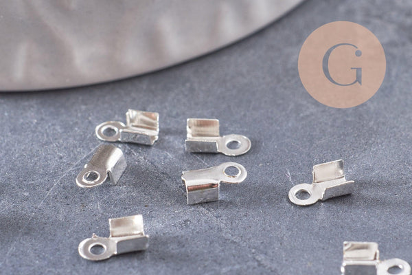 Embouts corde argentée à pincer 6mm, x100(3,2gr) (G0732)