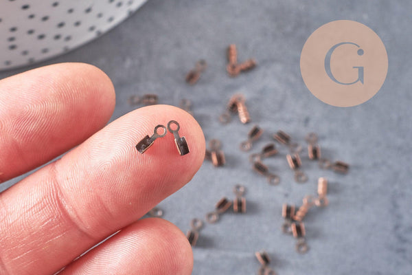 Embouts corde métal cuivre à pincer 6.5mm, x1 gr (G1273)