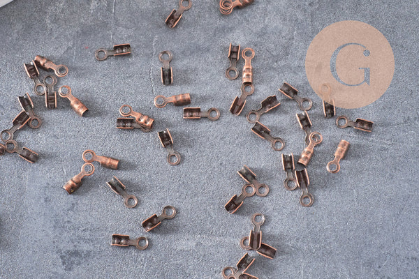 Embouts corde métal cuivre à pincer 6.5mm, x1 gr (G1273)