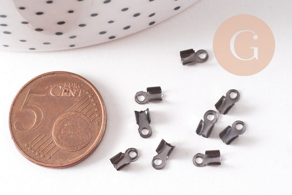 Embouts corde noirs metalgun à pincer 6mm, x100 (G2165)