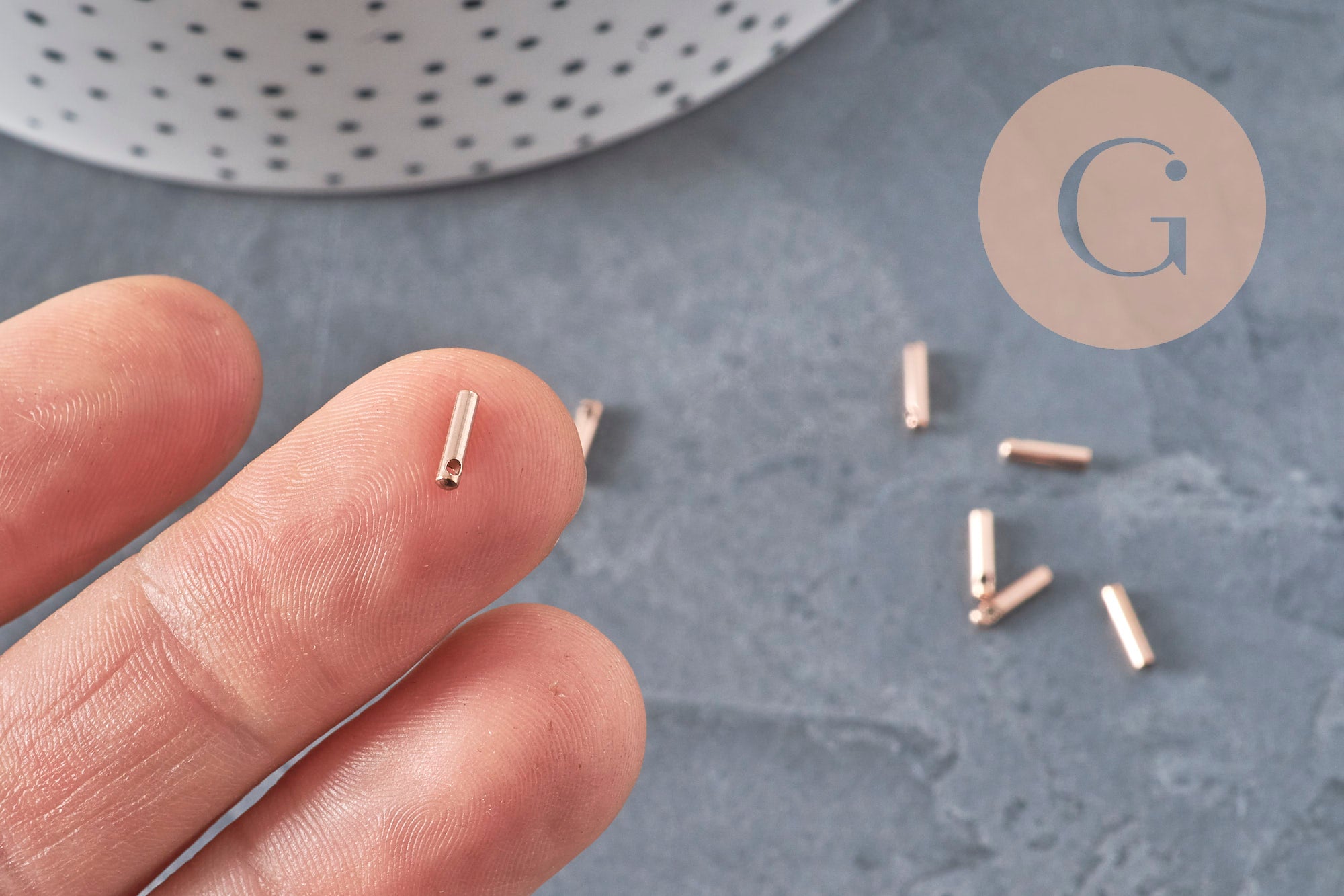 Rose gold IP stainless steel cord ends 7x1.6mm, x10 (G11262)