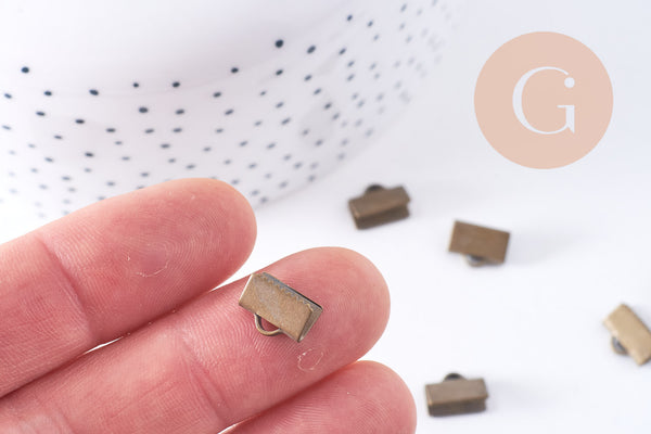 Embouts ruban laiton bronze à pincer 10mm, x10 (G4518)