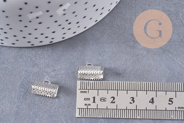 Embouts ruban métal argenté 13mm, x50 (22.8gr) (G0900)